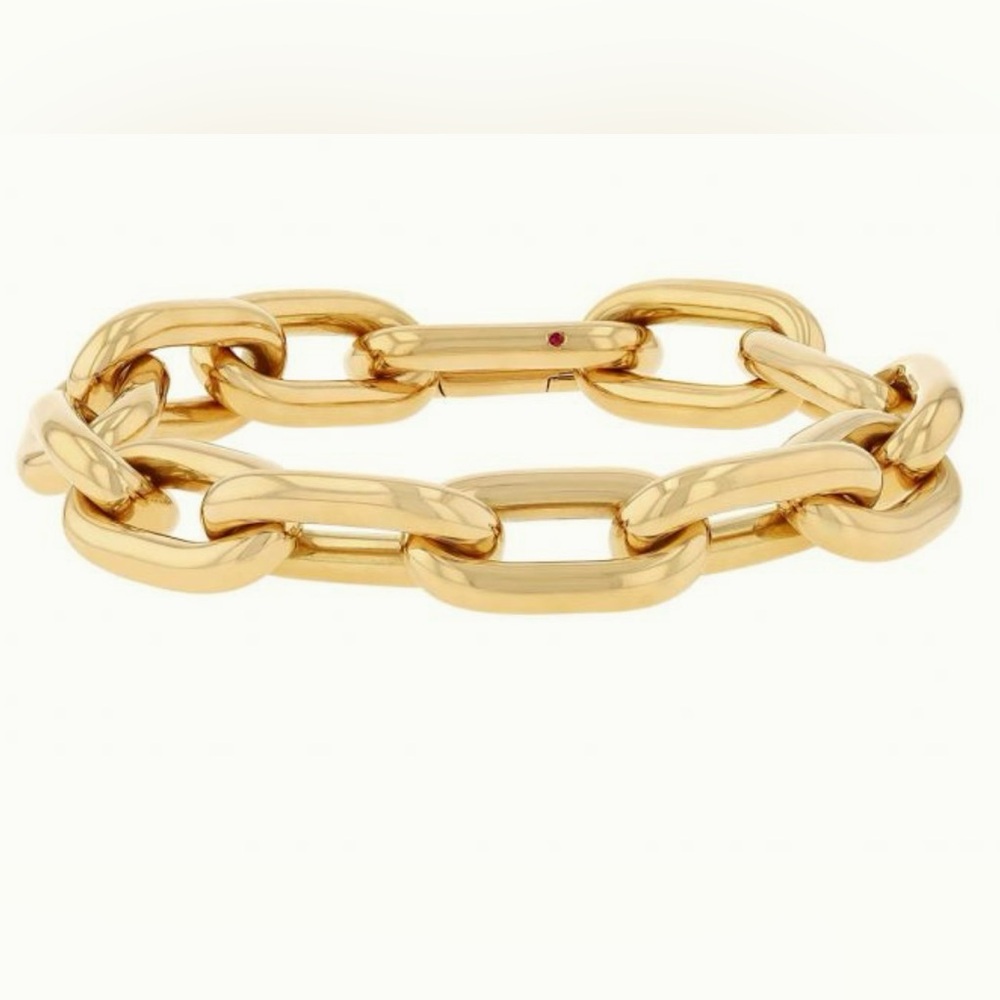 Roberto Coin 18k Yellow Gold Large Chunky Paperclip Link Chain Bracelet LIKE NEW